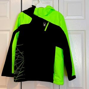 Boys SPYDER JACKET size 18 BLACK and NEON GREEN